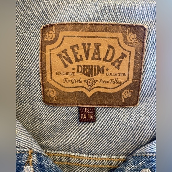Vintage Nevada Denim Jean Jacket Medium Wash  Girls XLG 14/16 - Picture 4 of 12